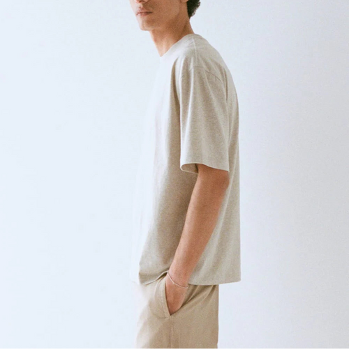KumsFashions Archive Relaxed-Fit Cotton Crew in Heathered Oatmeal for men