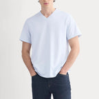 KumsFashions Organic V-Neck Tee in Skywriting Blue