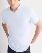 KumsFashions Essential Organic V-Neck Tee - Skywriting Blue