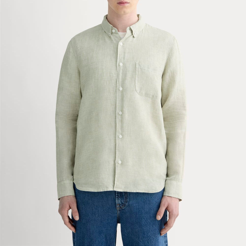 KumsFashions Classic Linen Shirt in Elm Gingham