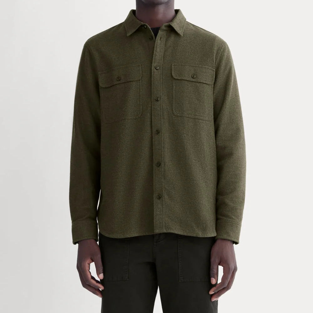 KumsFashions Men's Heavyweight Overshirt in Heathered Green