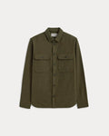 KumsFashions Men's Heavyweight Overshirt - Heathered Green - Durable Cotton Twill
