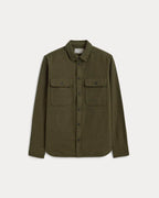 KumsFashions Men's Heavyweight Overshirt - Heathered Green - Durable Cotton Twill