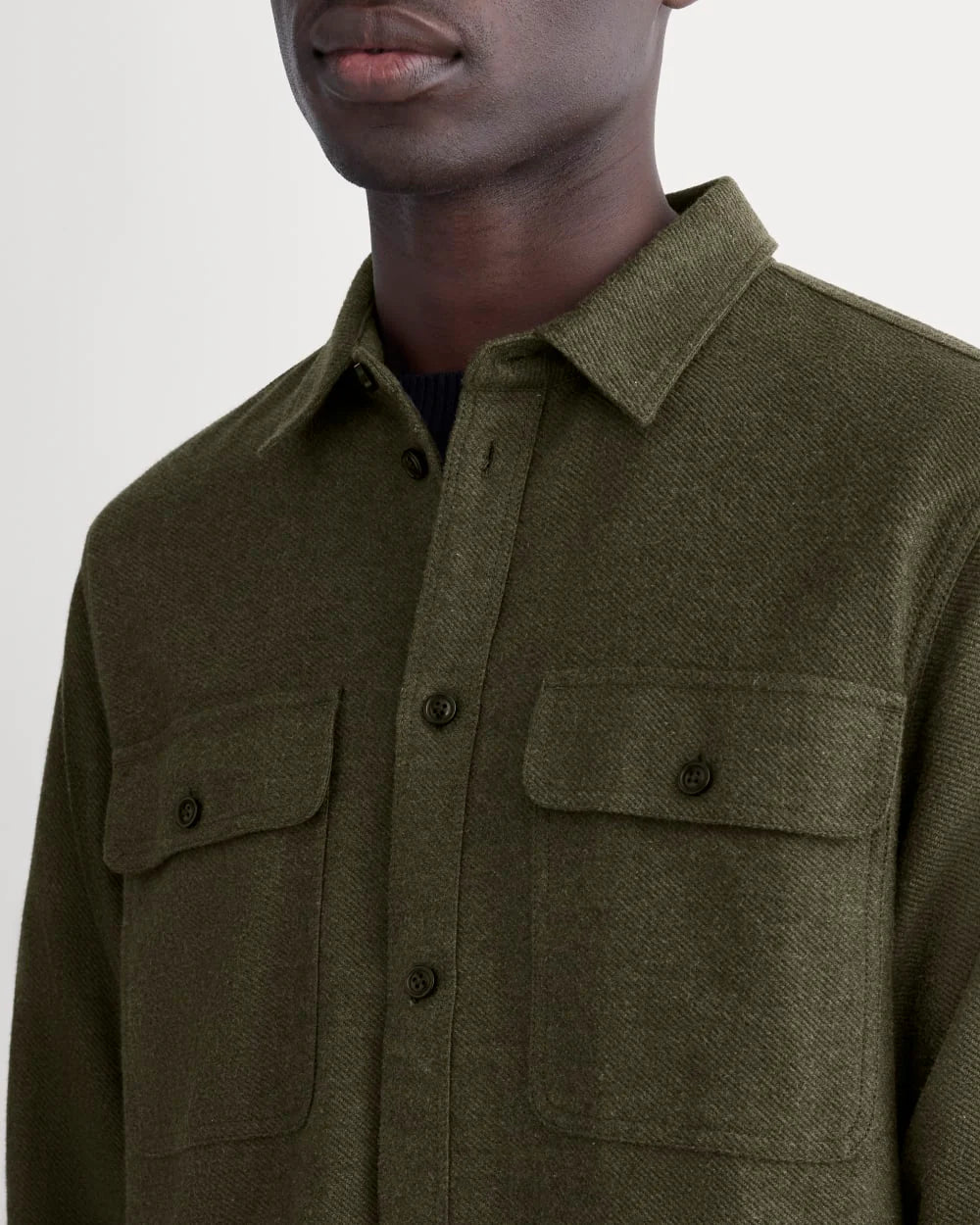 KumsFashions Men's Heavyweight Overshirt - Heathered Green - Durable Cotton Twill