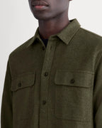 KumsFashions Men's Heavyweight Overshirt - Heathered Green - Durable Cotton Twill