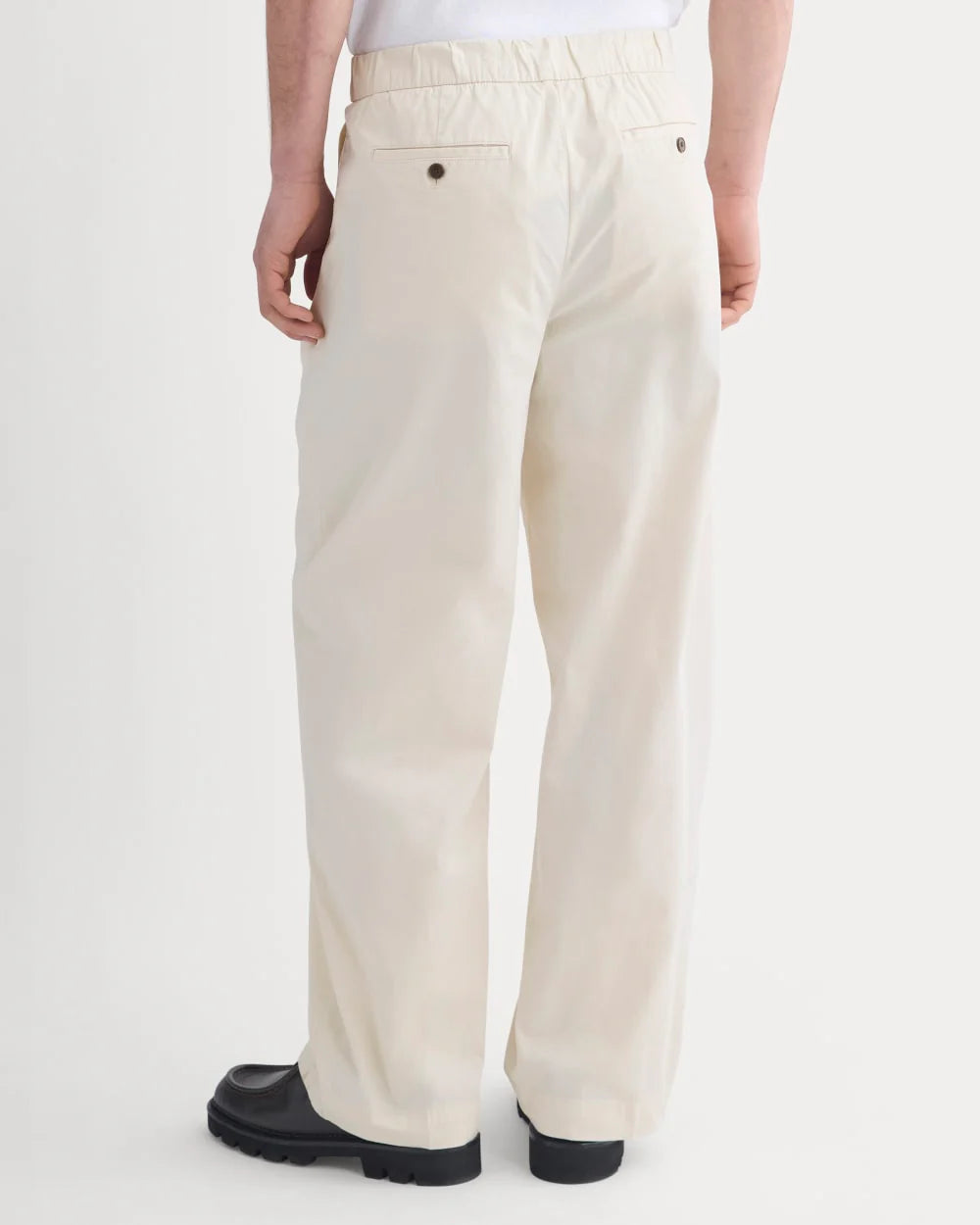 KumsFashions Men's Pull-On Easy Trouser in Birch - Relaxed Fit Organic Cotton Twill