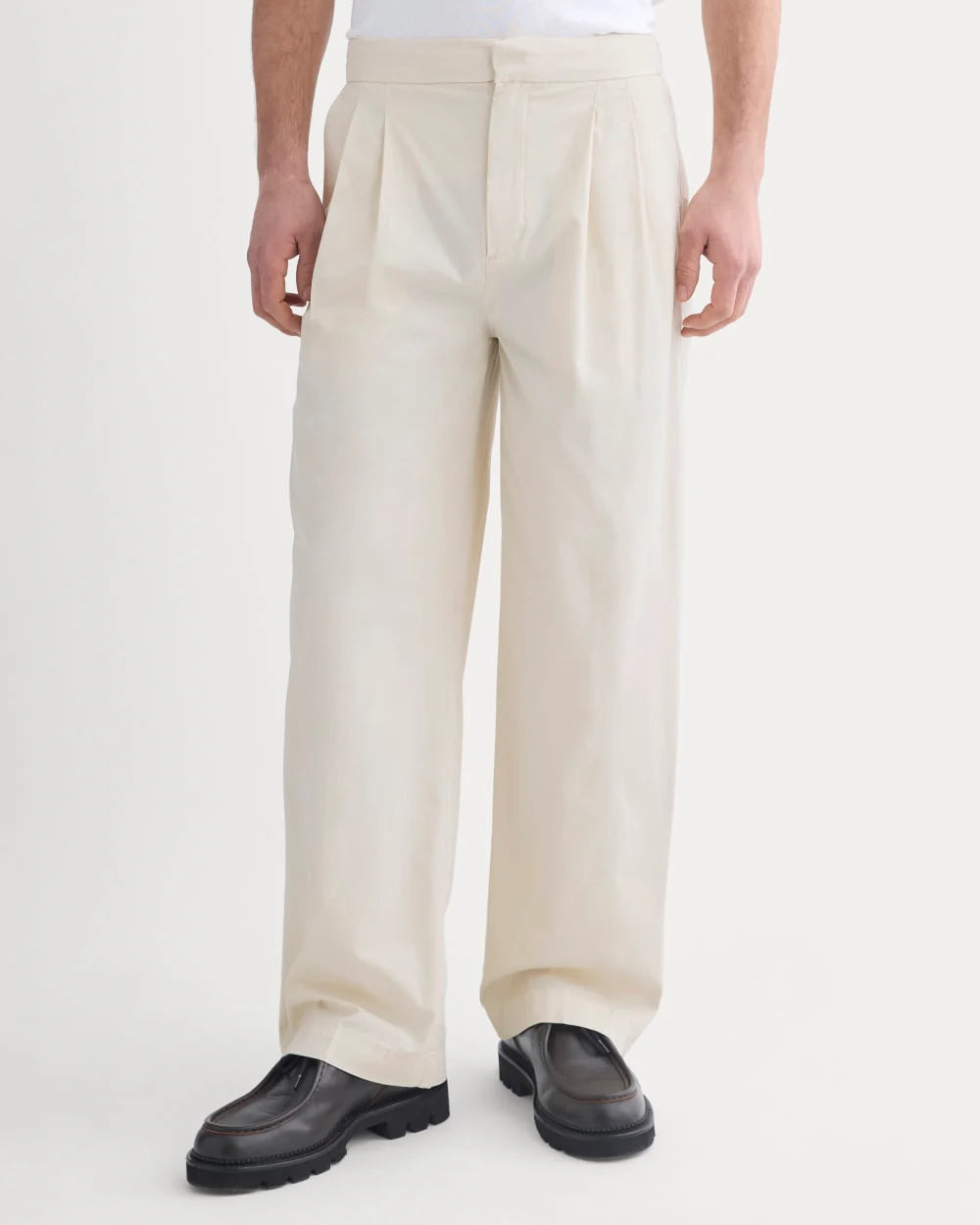 KumsFashions Men's Pull-On Easy Trouser in Birch - Relaxed Fit Organic Cotton Twill