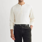 KumsFashions Men's Thermal Waffle Henley in Bone