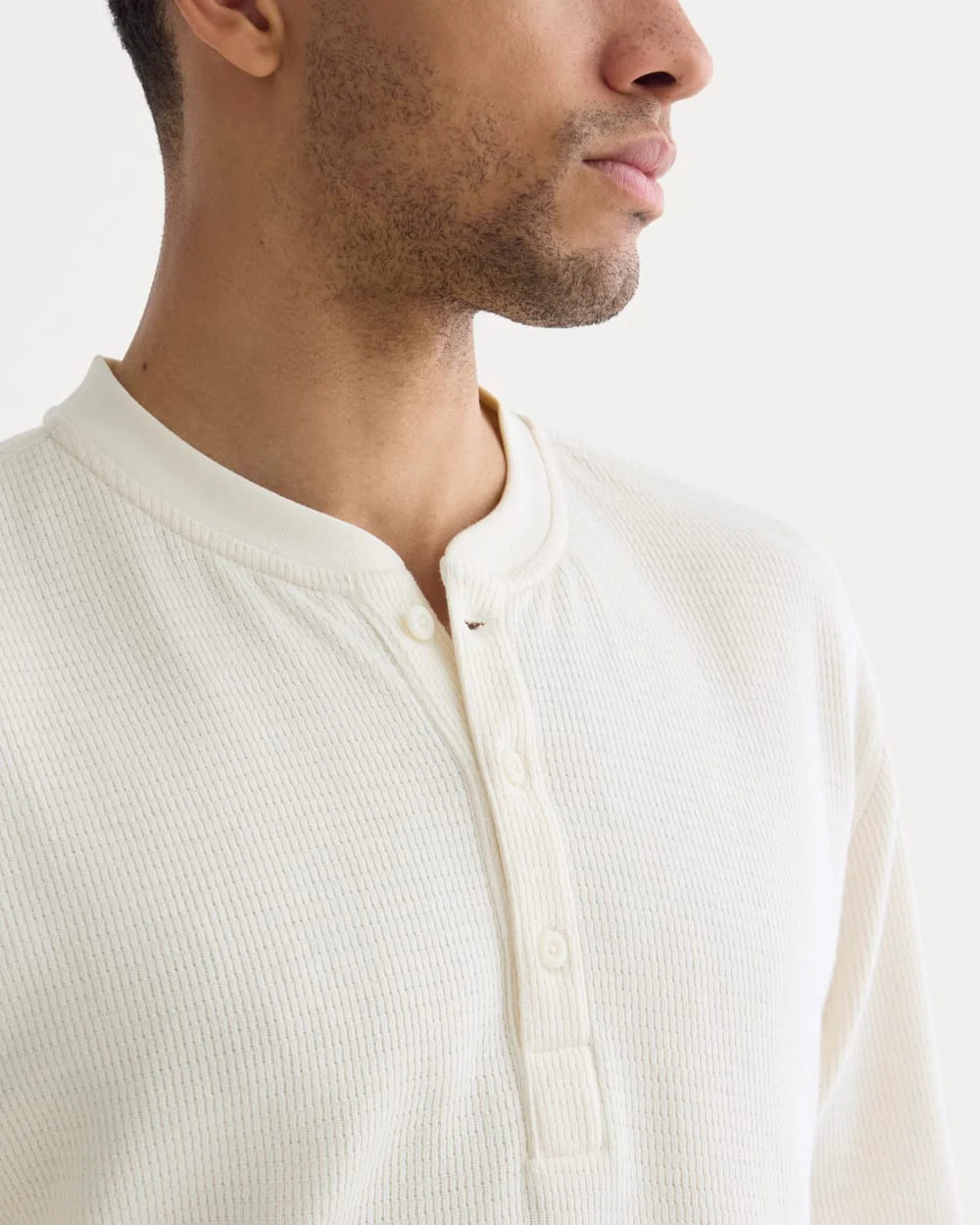 KumsFashions Men's Thermal Cozy Waffle Henley – Bone